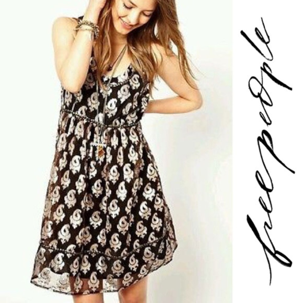Free People Black and Gold Party Dress